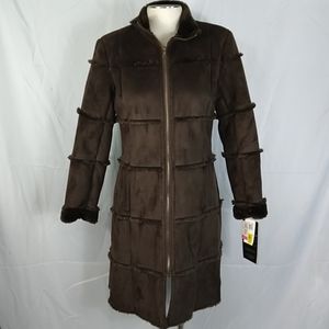 Womens NWT Patchwork Long Coat Dennis Basso Size S